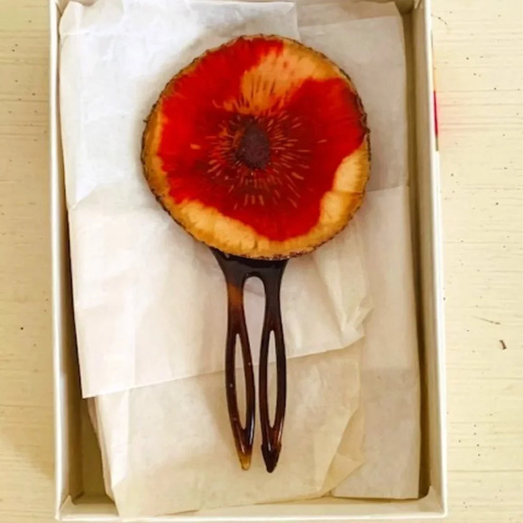 Artisan Red and Brown Hair Fork - Picture 1 of 5